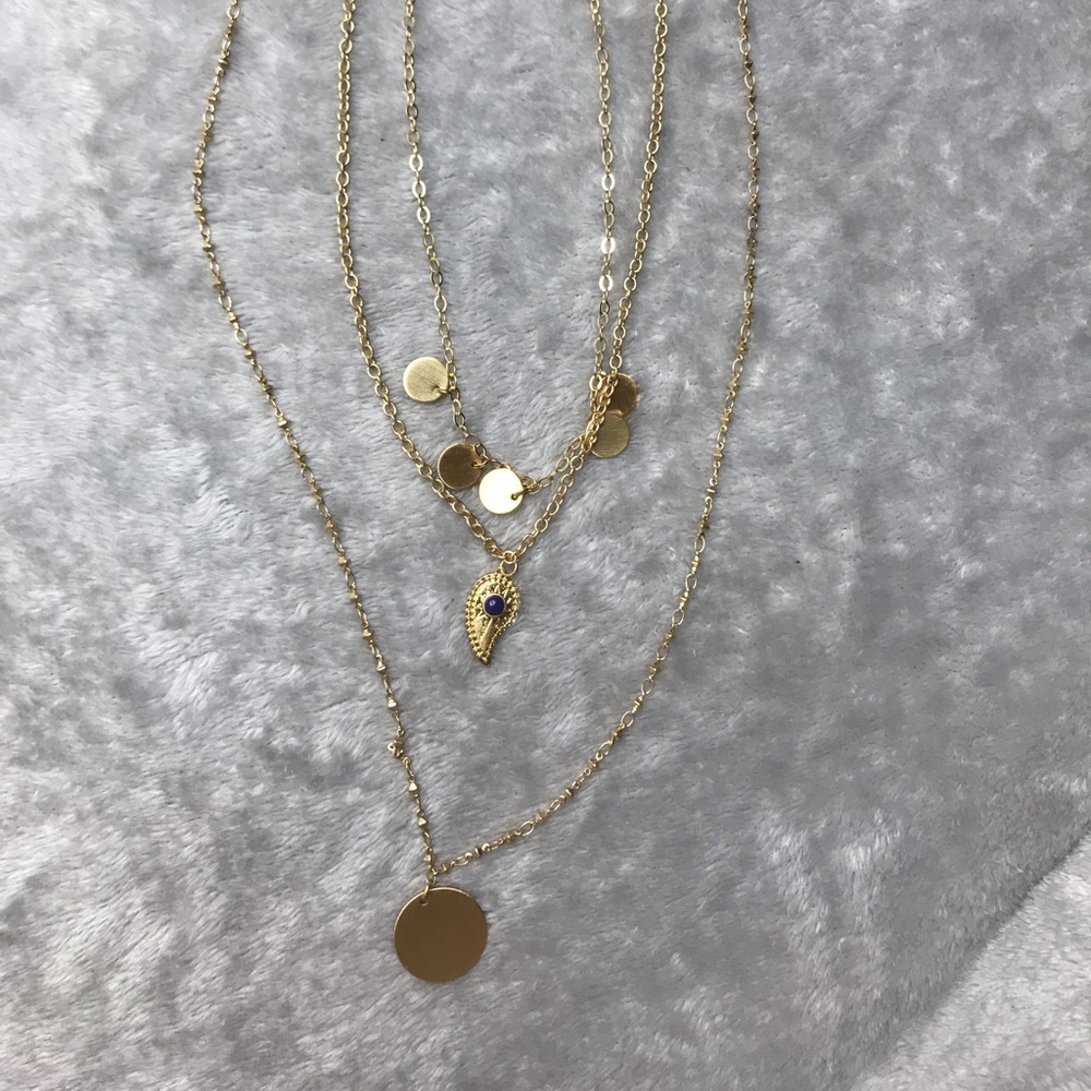 rebecca minkoff gold filled triple layer necklace